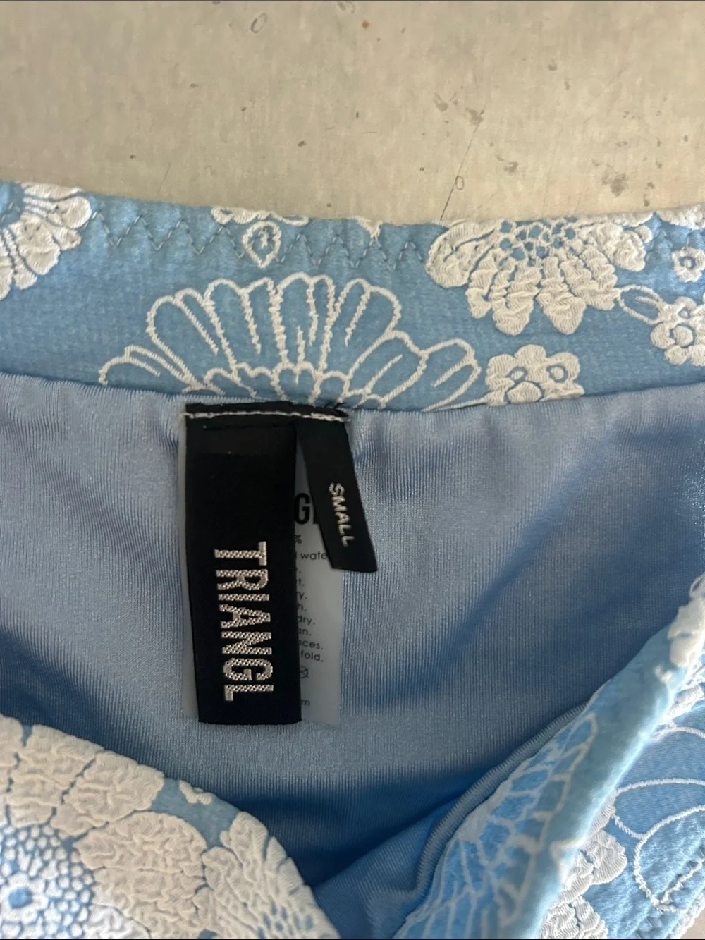 Triangl swimwear, blue white floral bottom size small